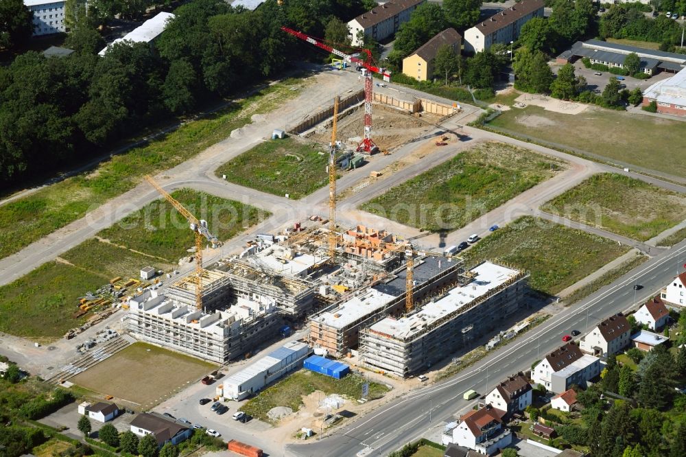 Wolfsburg from above - Construction site to build a new multi-family residential complex Hellwinkel-Terrassen on Reislinger Strasse in Wolfsburg in the state Lower Saxony, Germany