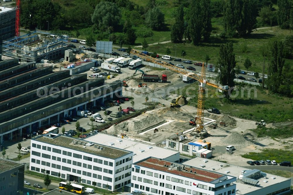 Aerial photograph Berlin - Construction site to build a new multi-family residential complex Hermann-Dorner-Allee in the district Adlershof in Berlin, Germany