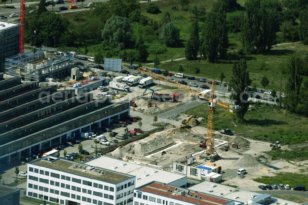 Berlin from above - Construction site to build a new multi-family residential complex Hermann-Dorner-Allee in the district Adlershof in Berlin, Germany