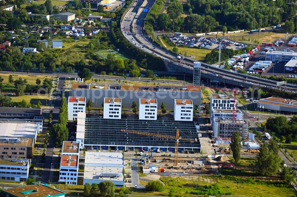 Aerial image Berlin - Construction site to build a new multi-family residential complex Hermann-Dorner-Allee in the district Adlershof in Berlin, Germany