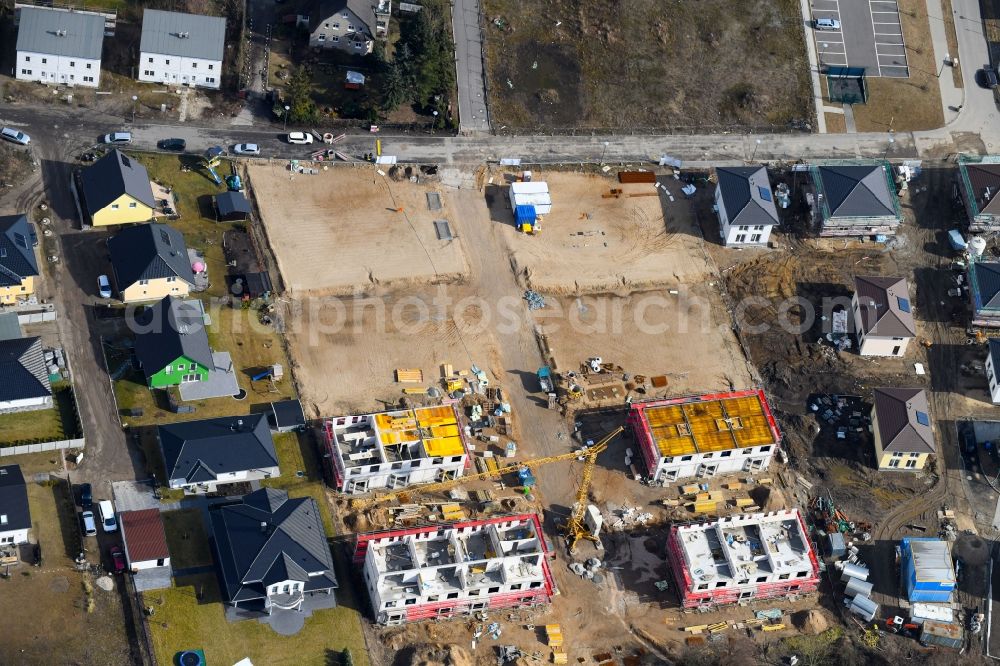 Berlin from above - Construction site to build a new multi-family residential complex Hermineweg - Theodorstrasse in the district Mahlsdorf in Berlin, Germany