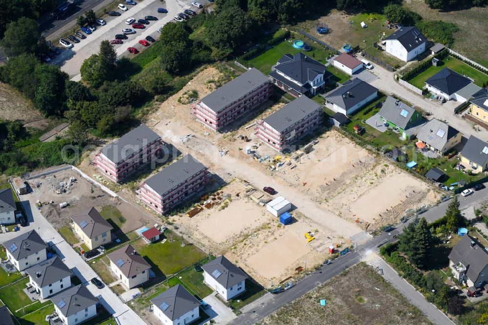 Berlin from above - Construction site to build a new multi-family residential complex Hermineweg - Theodorstrasse in the district Mahlsdorf in Berlin, Germany