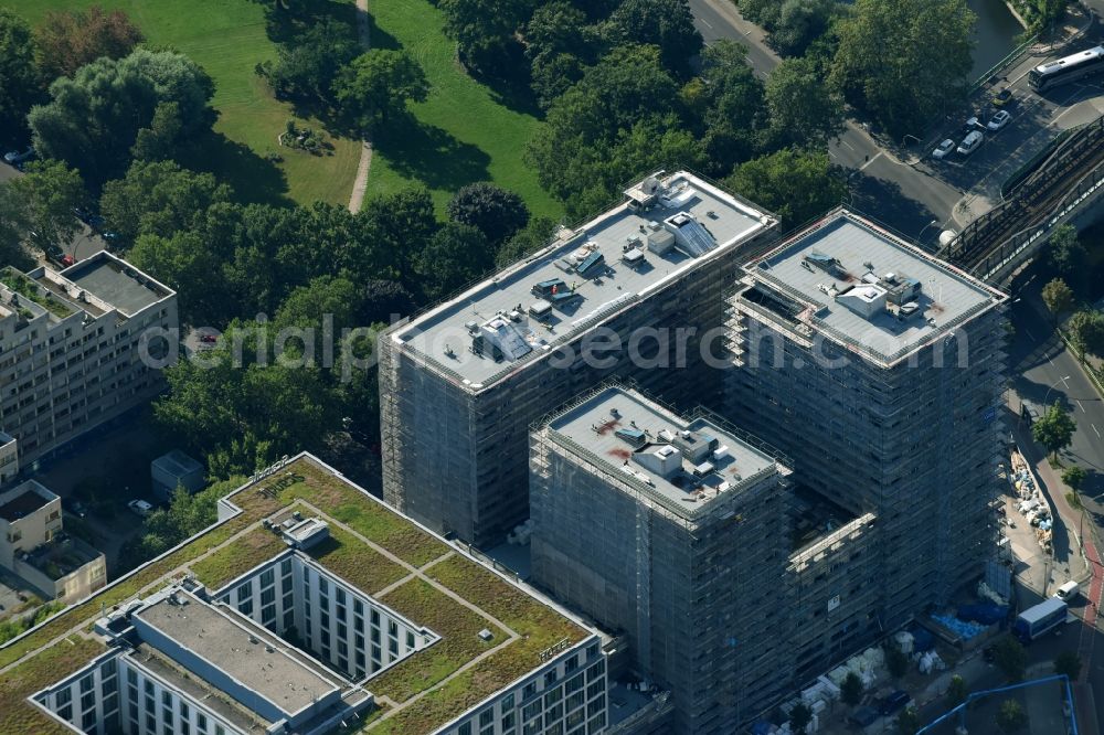 Berlin from above - Construction site to build a new multi-family residential complex HIGH PARK der Zabel Property AG and gsp Staedtebau GmbH in Berlin