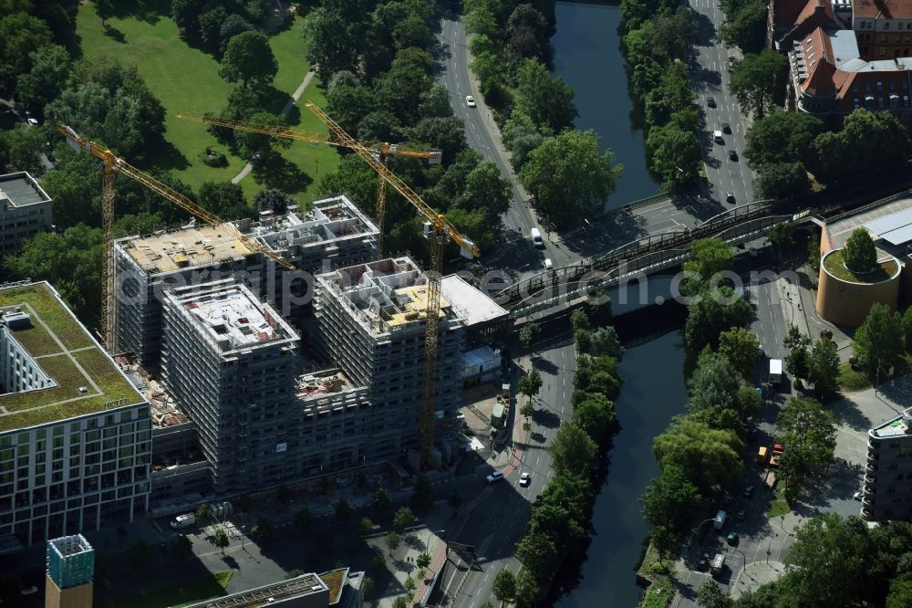 Berlin from above - Construction site to build a new multi-family residential complex HIGH PARK der Zabel Property AG and gsp Staedtebau GmbH in Berlin