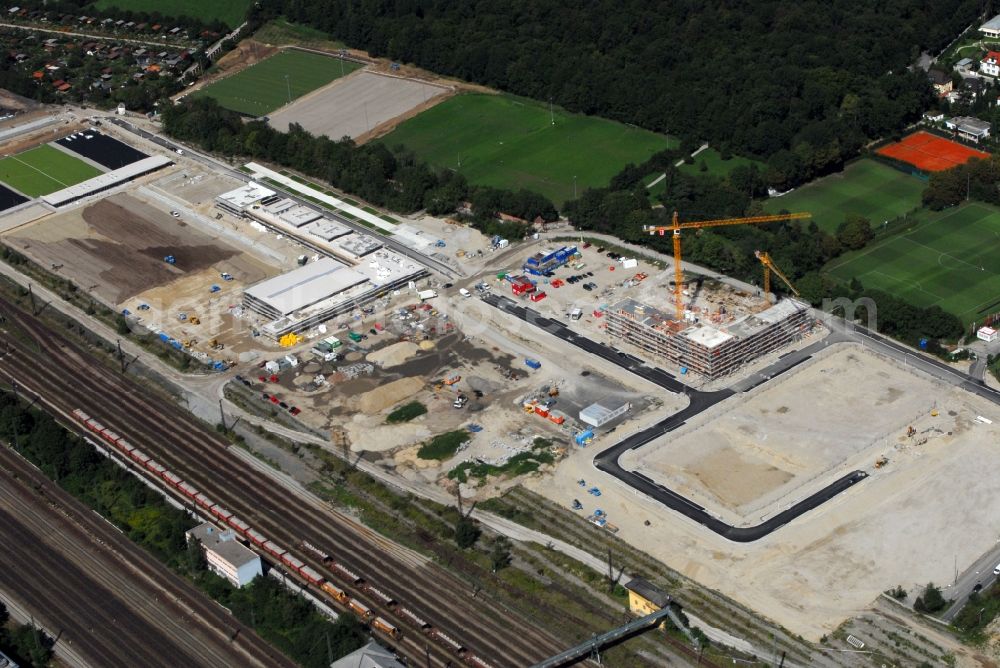 Aerial photograph München - Construction site to build a new multi-family residential complex Am Hirschgarten in the district Neuhausen-Nymphenburg in Munich in the state Bavaria, Germany