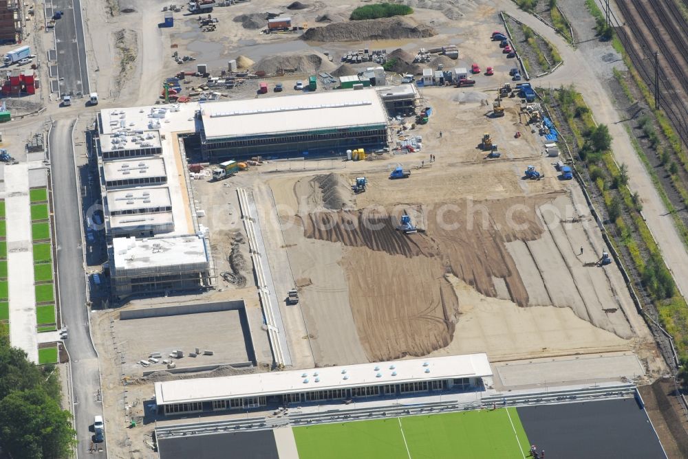 Aerial photograph München - Construction site to build a new multi-family residential complex Am Hirschgarten in the district Neuhausen-Nymphenburg in Munich in the state Bavaria, Germany