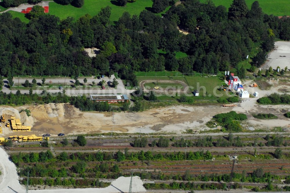 Aerial image München - Construction site to build a new multi-family residential complex Am Hirschgarten in the district Neuhausen-Nymphenburg in Munich in the state Bavaria, Germany