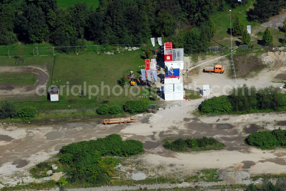 München from above - Construction site to build a new multi-family residential complex Am Hirschgarten in the district Neuhausen-Nymphenburg in Munich in the state Bavaria, Germany