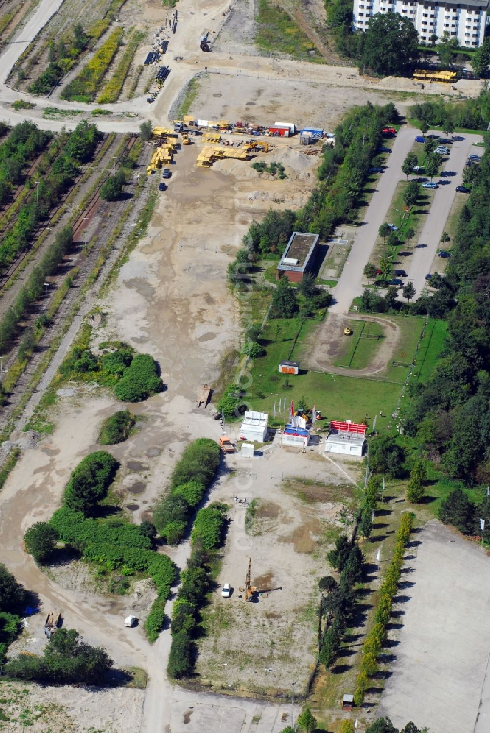 Aerial photograph München - Construction site to build a new multi-family residential complex Am Hirschgarten in the district Neuhausen-Nymphenburg in Munich in the state Bavaria, Germany