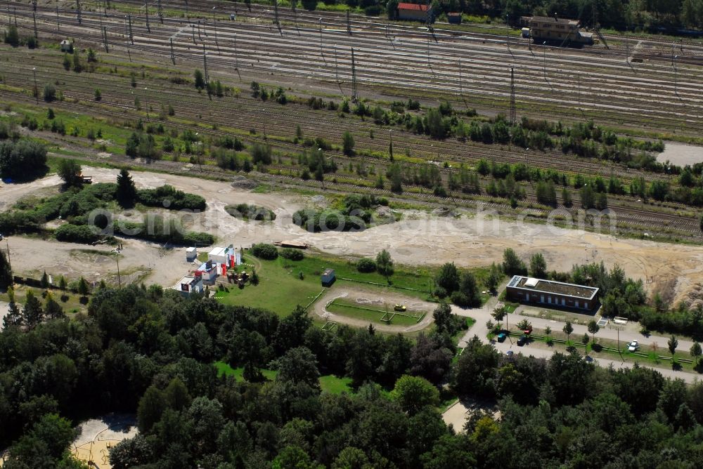 München from the bird's eye view: Construction site to build a new multi-family residential complex Am Hirschgarten in the district Neuhausen-Nymphenburg in Munich in the state Bavaria, Germany