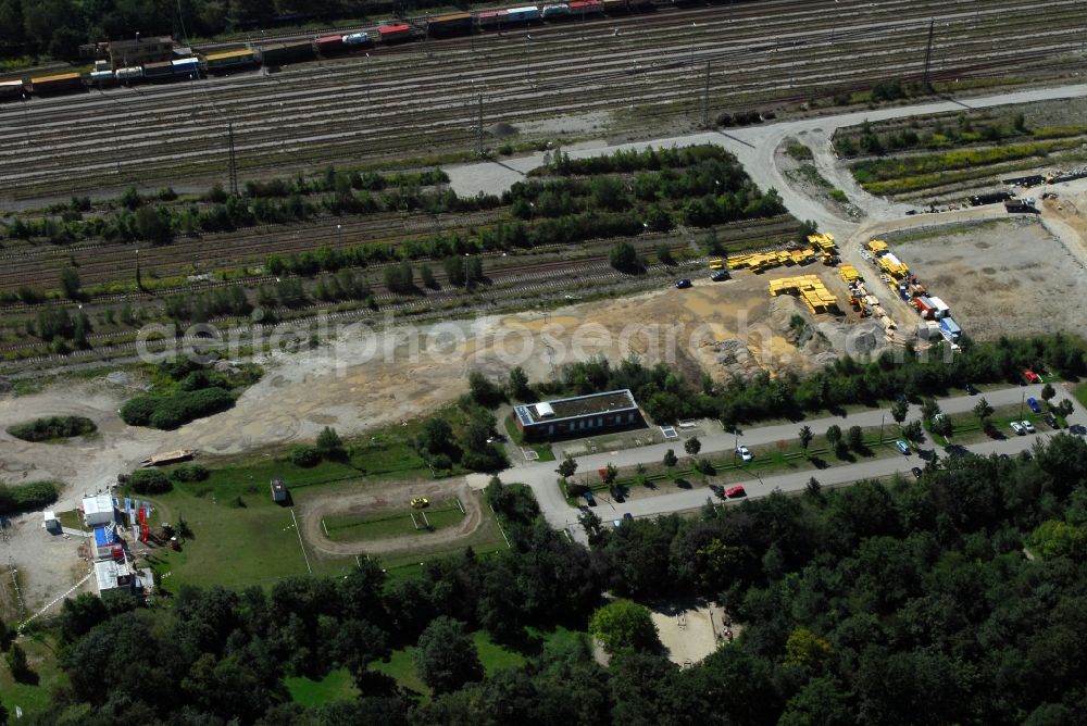 Aerial photograph München - Construction site to build a new multi-family residential complex Am Hirschgarten in the district Neuhausen-Nymphenburg in Munich in the state Bavaria, Germany