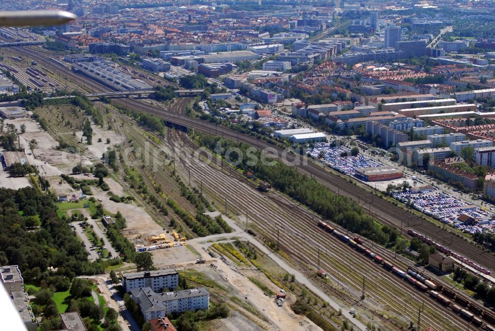 Aerial image München - Construction site to build a new multi-family residential complex Am Hirschgarten in the district Neuhausen-Nymphenburg in Munich in the state Bavaria, Germany