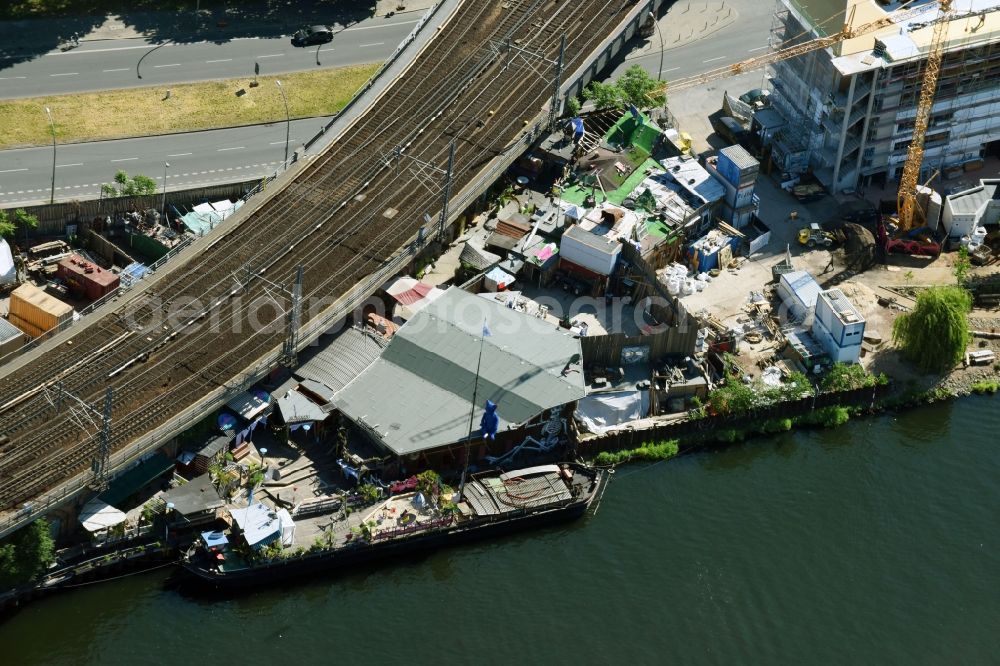 Aerial image Berlin - Construction site to build a new multi-family residential complex on Holzmarktstrasse in Berlin, Germany