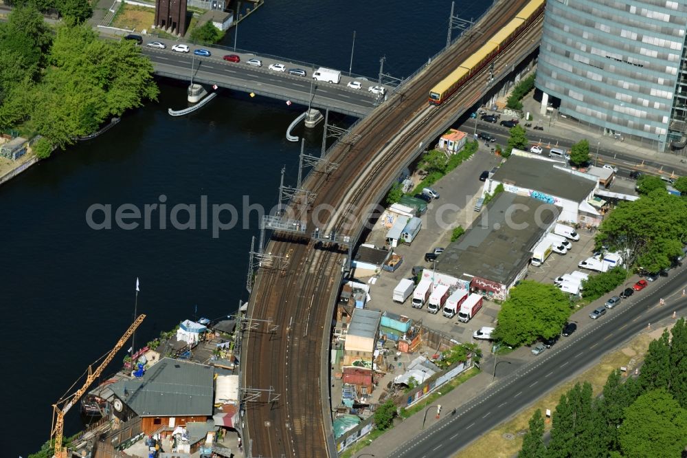 Aerial image Berlin - Construction site to build a new multi-family residential complex on Holzmarktstrasse in Berlin, Germany