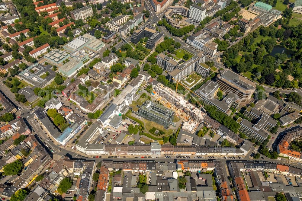 Essen from above - Construction site to build a new multi-family residential complex of HOPF Immobilien-Entwicklungs-GmbH & Co. KG on Baumstrasse in Essen in the state North Rhine-Westphalia, Germany