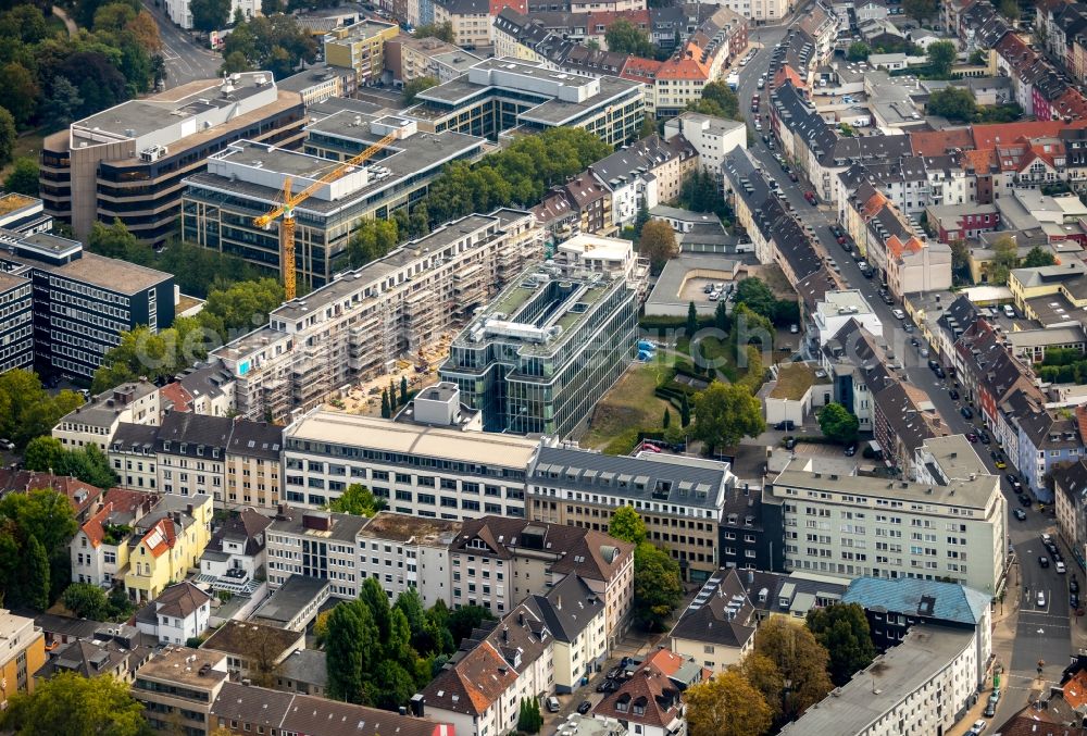 Essen from above - Construction site to build a new multi-family residential complex of HOPF Immobilien-Entwicklungs-GmbH & Co. KG on Baumstrasse in Essen in the state North Rhine-Westphalia, Germany