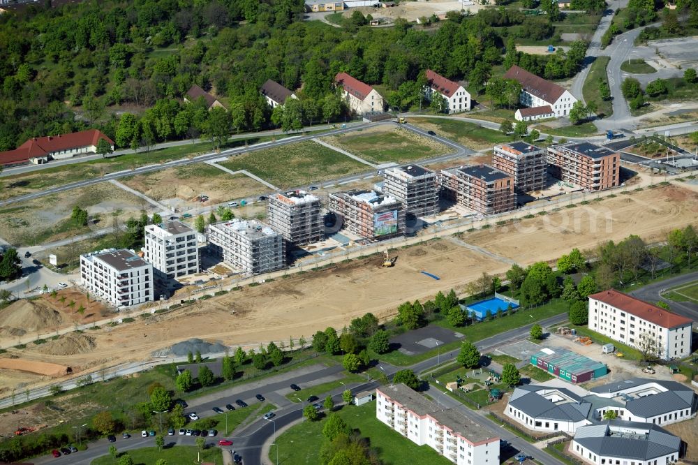 Würzburg from the bird's eye view: Construction site to build a new multi-family residential complex Am Hubland in the district Frauenland in Wuerzburg in the state Bavaria, Germany