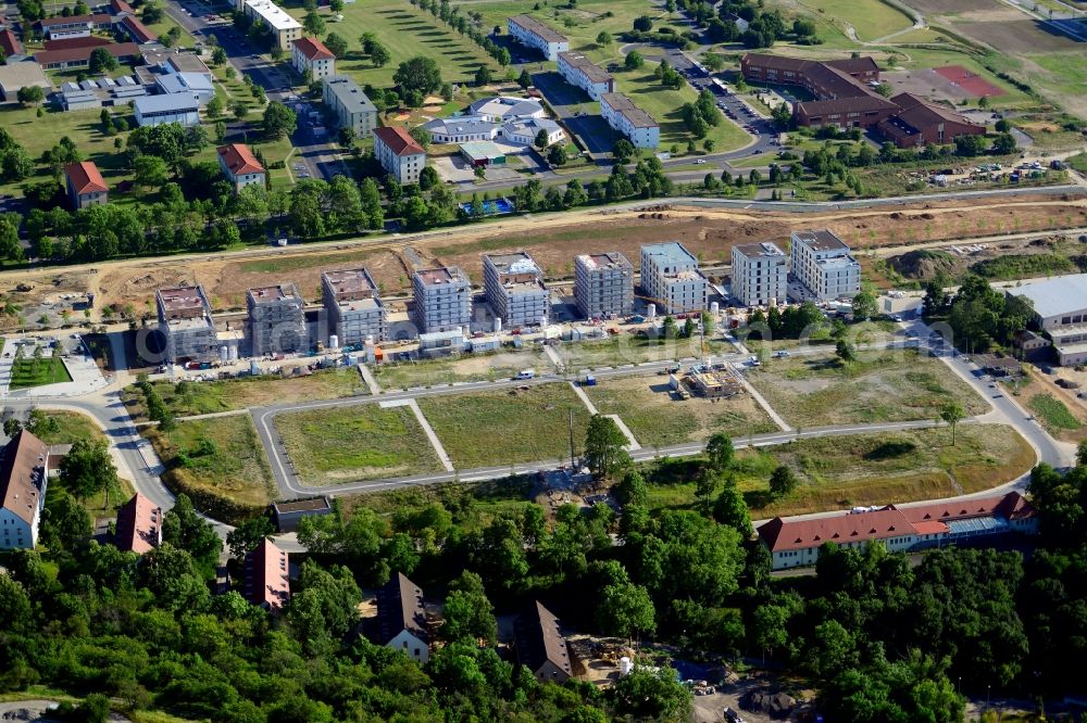 Aerial image Würzburg - Construction site to build a new multi-family residential complex Am Hubland in the district Frauenland in Wuerzburg in the state Bavaria, Germany