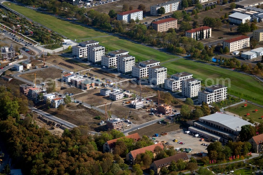 Aerial image Würzburg - Construction site to build a new multi-family residential complex Am Hubland in the district Frauenland in Wuerzburg in the state Bavaria, Germany