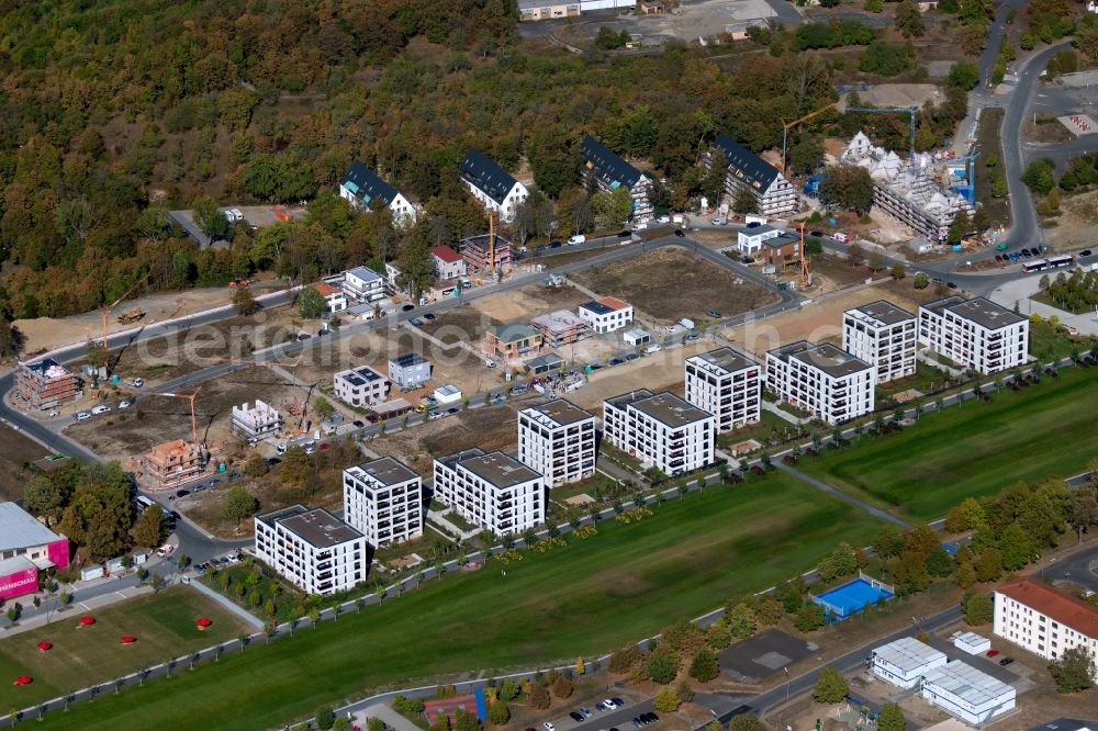 Würzburg from above - Construction site to build a new multi-family residential complex Am Hubland in the district Frauenland in Wuerzburg in the state Bavaria, Germany