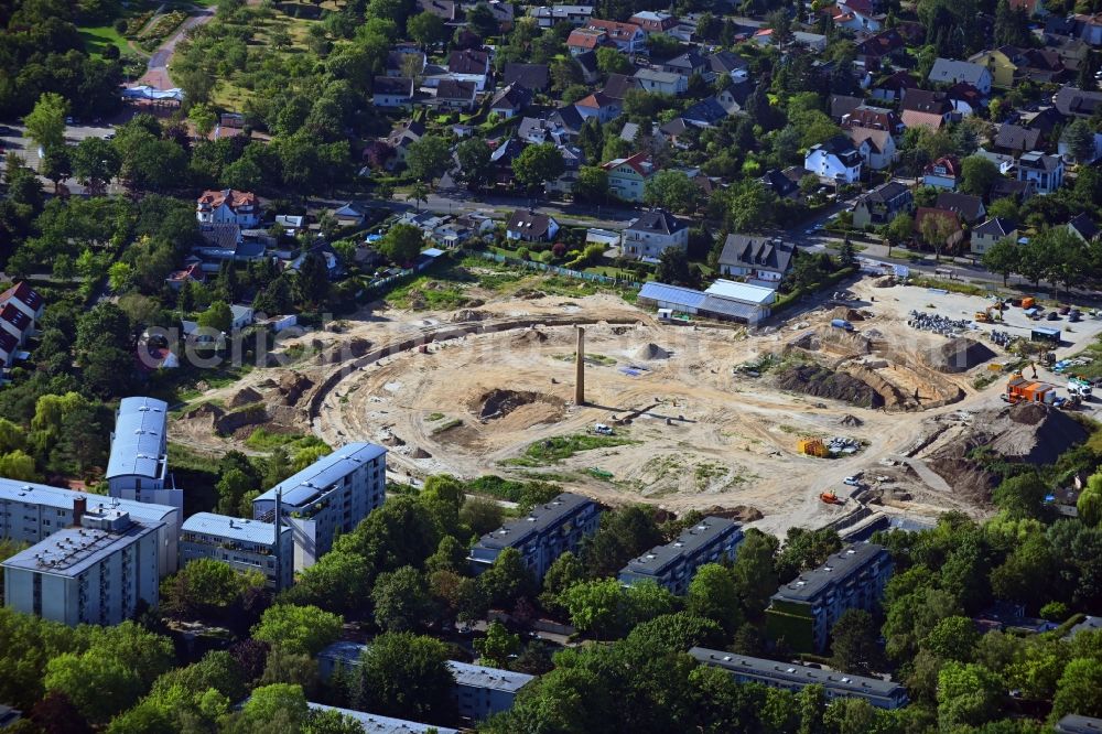 Berlin from above - Construction site to build a new multi-family residential complex HUGOS of Bonava Deutschland GmbH on Britzer Strasse in the district Mariendorf in Berlin, Germany