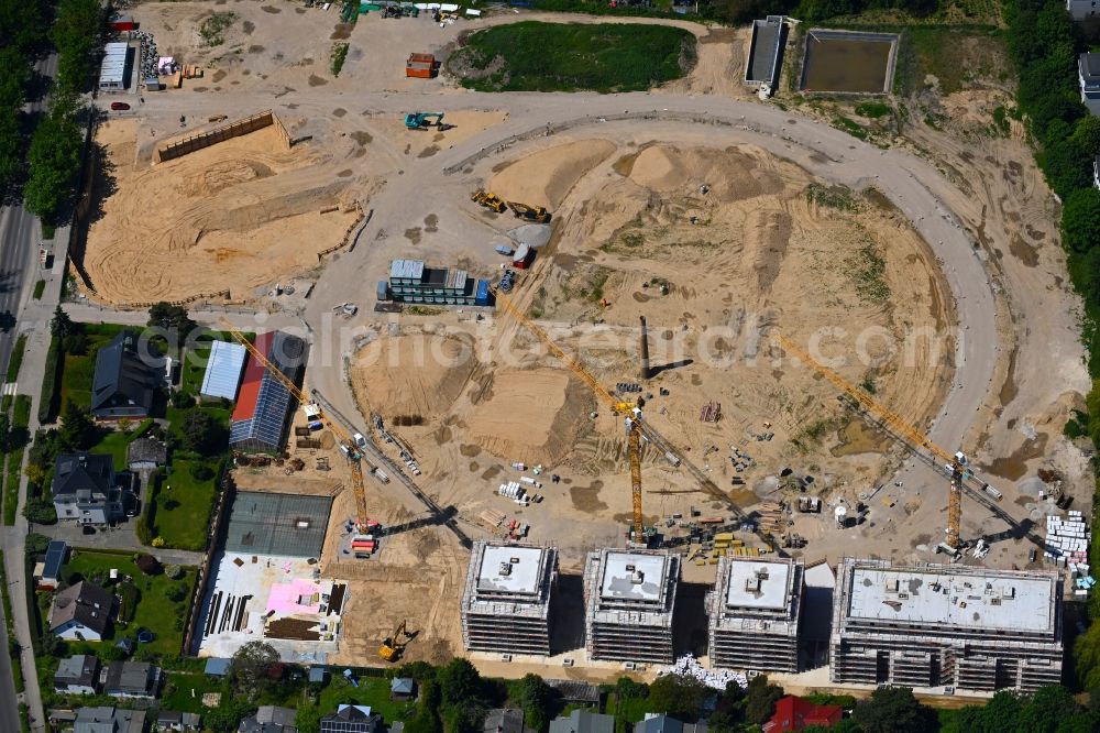 Aerial photograph Berlin - Construction site to build a new multi-family residential complex HUGOS of Bonava Deutschland GmbH on Britzer Strasse in the district Mariendorf in Berlin, Germany