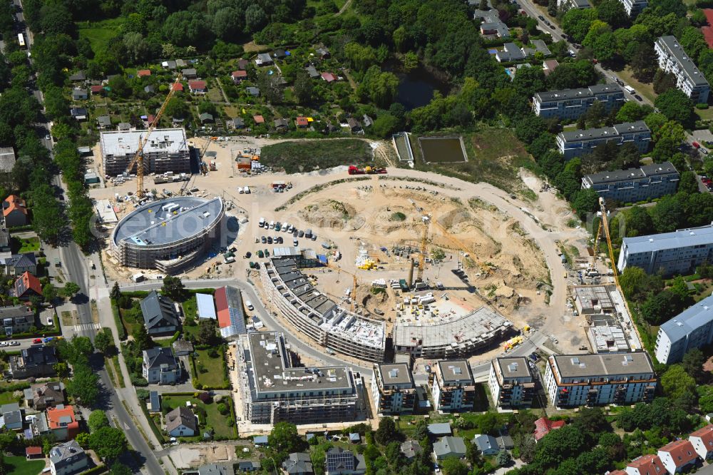 Berlin from above - Construction site to build a new multi-family residential complex HUGOS of Bonava Deutschland GmbH on Britzer Strasse in the district Mariendorf in Berlin, Germany