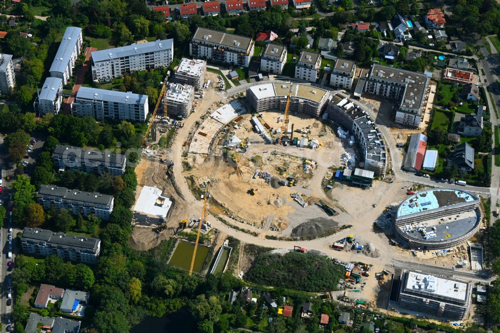 Berlin from above - Construction site to build a new multi-family residential complex HUGOS of Bonava Deutschland GmbH on Britzer Strasse in the district Mariendorf in Berlin, Germany