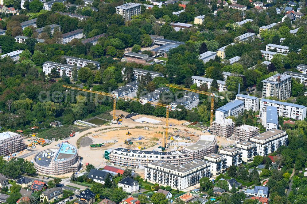 Aerial photograph Berlin - Construction site to build a new multi-family residential complex HUGOS of Bonava Deutschland GmbH on Britzer Strasse in the district Mariendorf in Berlin, Germany