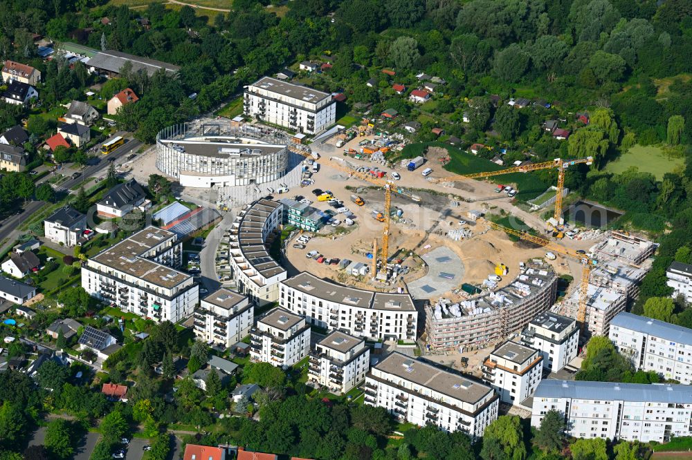 Aerial image Berlin - Construction site to build a new multi-family residential complex HUGOS of Bonava Deutschland GmbH on Britzer Strasse in the district Mariendorf in Berlin, Germany