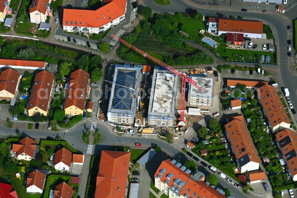 Aerial image Baiersdorf - Construction site to build a new multi-family residential complex in the Hut in Baiersdorf in the state Bavaria, Germany