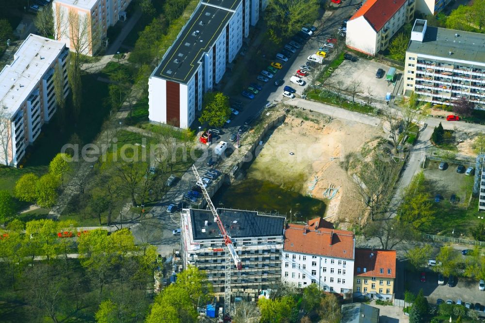 Aerial image Berlin - Construction site to build a new multi-family residential complex of C&P IMMOBILIEN AG on Alfred-Kowalke-Strasse in the district Lichtenberg in Berlin, Germany