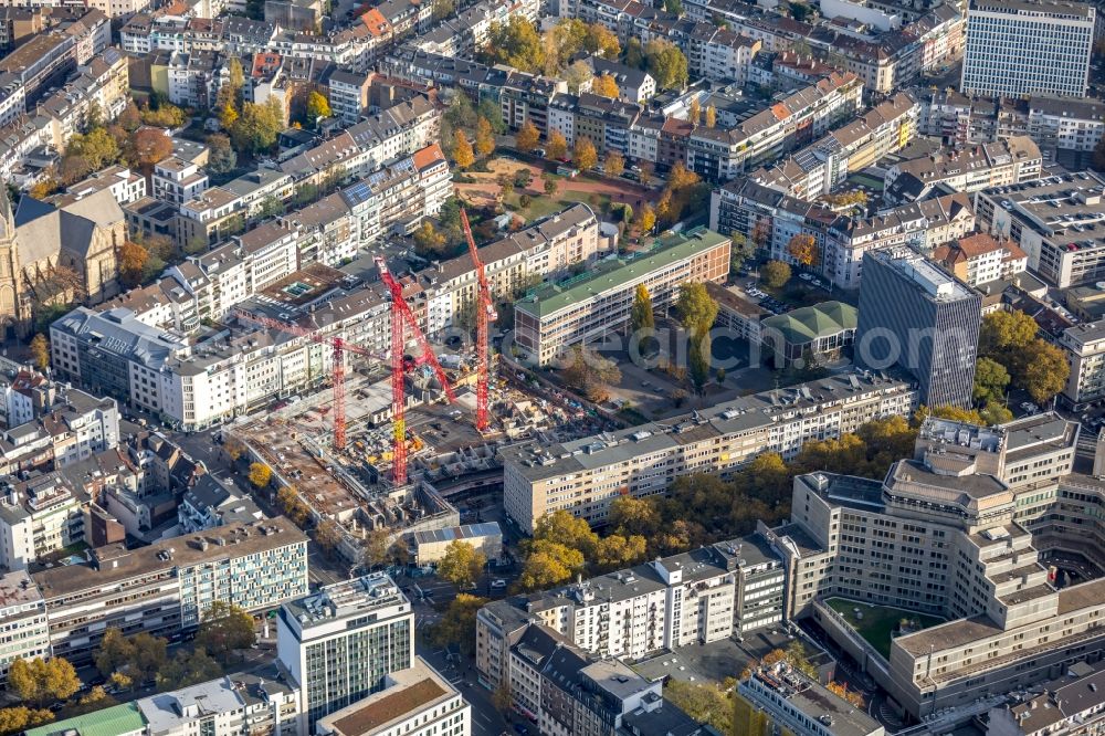 Aerial image Düsseldorf - Construction site to build a new multi-family residential complex of PANDION AG on Klosterstrasse - Oststrasse - Immermannstrasse in Duesseldorf in the state North Rhine-Westphalia, Germany