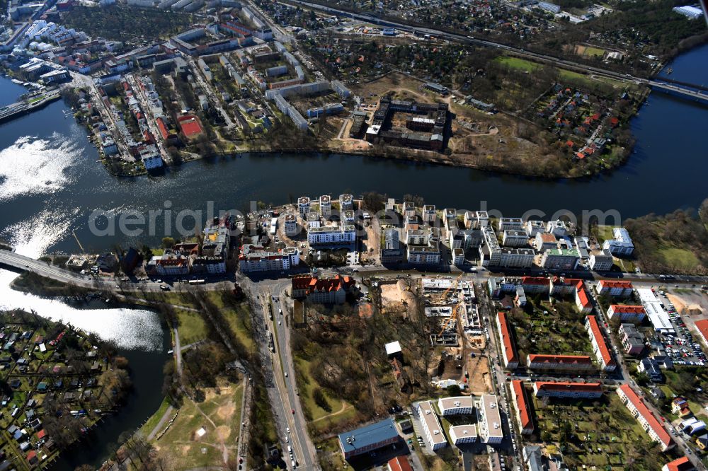 Aerial image Berlin - Construction site to build a new multi-family residential complex Joachimstrasse corner Lindenstrasse in the district Koepenick in Berlin