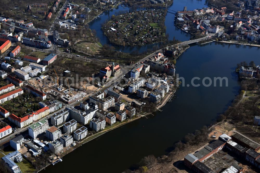 Aerial photograph Berlin - Construction site to build a new multi-family residential complex Joachimstrasse corner Lindenstrasse in the district Koepenick in Berlin