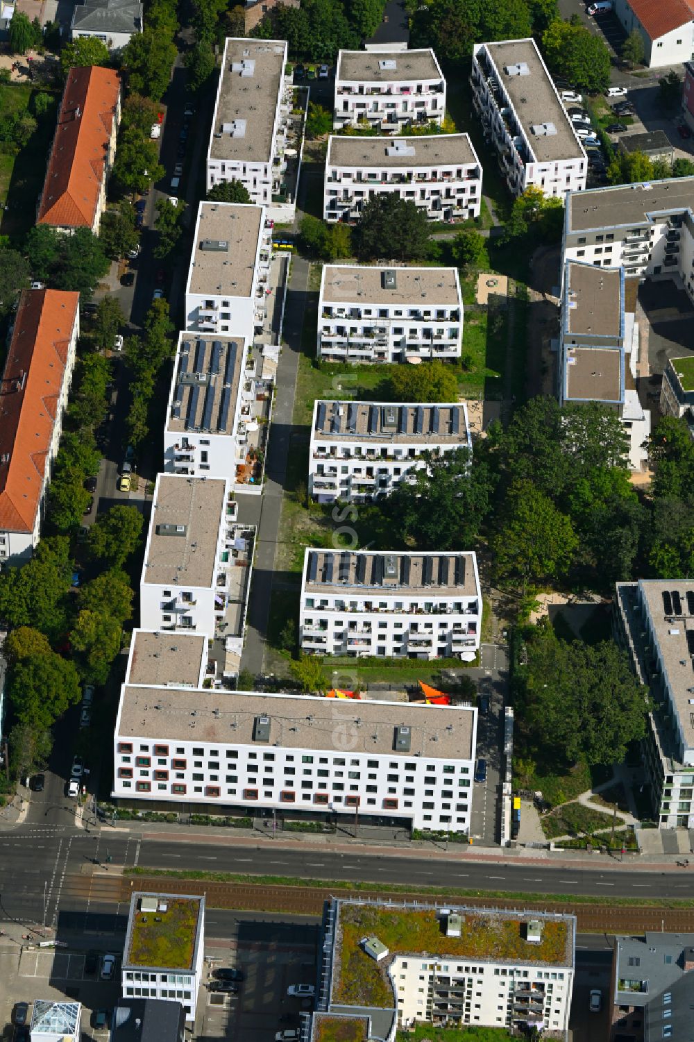 Aerial image Berlin - Construction site to build a new multi-family residential complex Joachimstrasse corner Lindenstrasse in the district Koepenick in Berlin