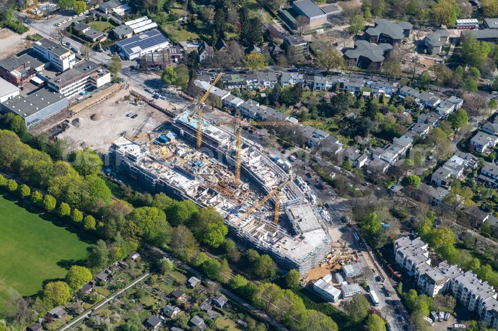 Aerial image Hamburg - Construction site to build a new multi-family residential complex Julius-Vossler-Siedlung in the district Stellingen in Hamburg, Germany