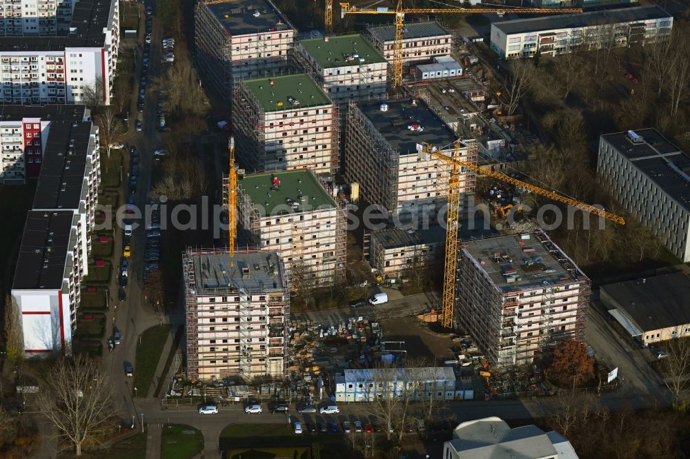 Aerial photograph Berlin - Construction site to build a new multi-family residential complex on Karl-Holtz-Strasse in the district Marzahn in Berlin, Germany