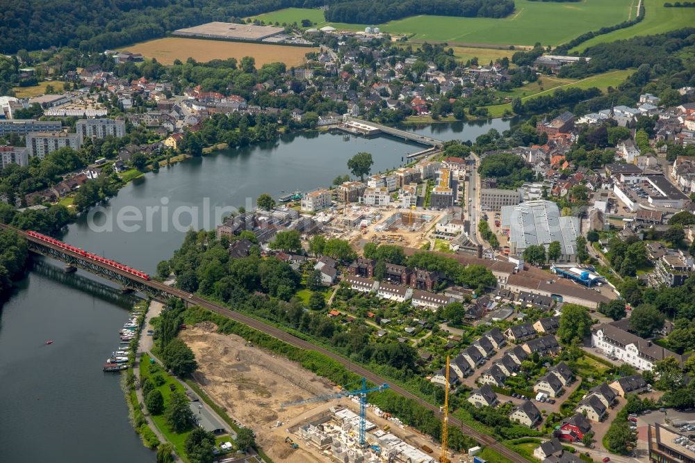 Aerial photograph Essen - Construction site to build a new multi-family residential complex on Kettwiger Seepromenade in Essen in the state North Rhine-Westphalia