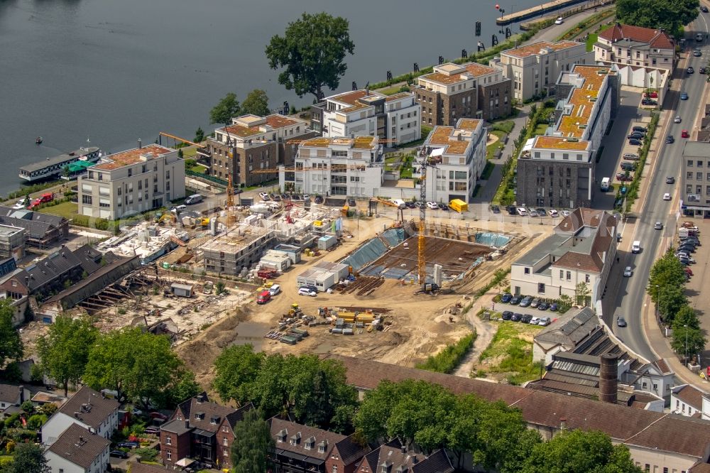 Aerial image Essen - Construction site to build a new multi-family residential complex on Kettwiger Seepromenade in Essen in the state North Rhine-Westphalia