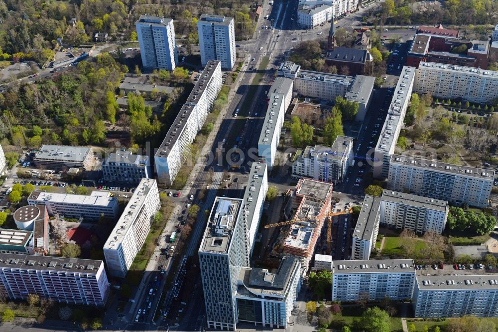 Berlin from above - Construction site to build a new multi-family residential complex Koenigstadt Quartier on Alexanderplatz on Pauline-Staegemann-Strasse in Berlin, Germany