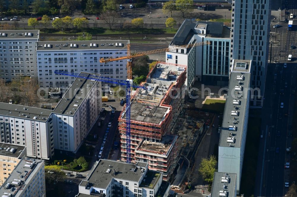 Berlin from above - Construction site to build a new multi-family residential complex Koenigstadt Quartier on Alexanderplatz on Pauline-Staegemann-Strasse in Berlin, Germany