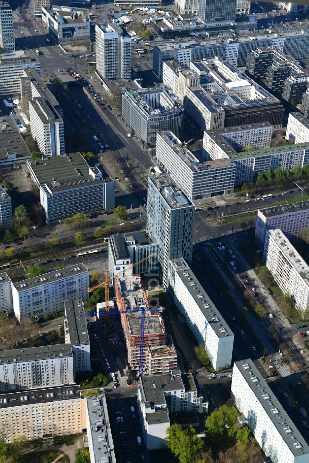 Aerial photograph Berlin - Construction site to build a new multi-family residential complex Koenigstadt Quartier on Alexanderplatz on Pauline-Staegemann-Strasse in Berlin, Germany