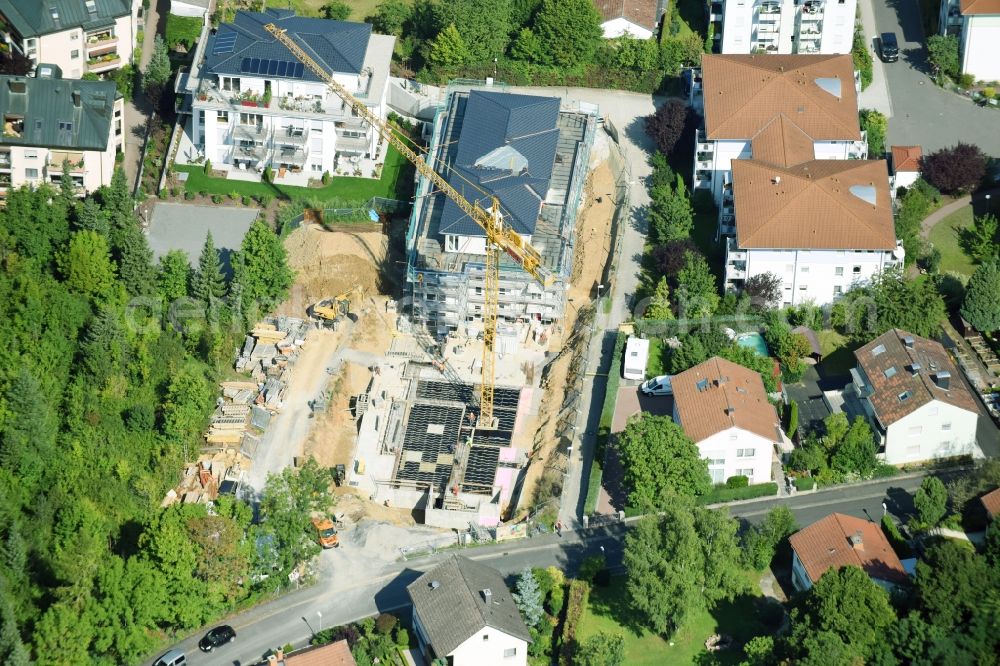 Bad Kissingen from above - Construction site to build a new multi-family residential complex Kolpingstrasse in the district Winkels in Bad Kissingen in the state Bavaria, Germany