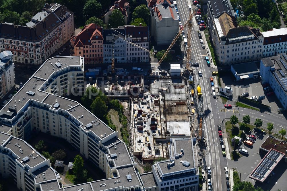 Aerial image Leipzig - Construction site to build a new multi-family residential complex Konstantinum on Kohlgartenstrasse - Konstantinstrasse in Leipzig in the state Saxony, Germany