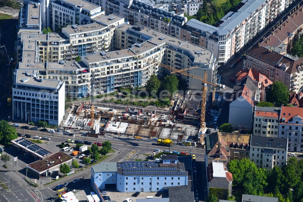 Aerial photograph Leipzig - Construction site to build a new multi-family residential complex Konstantinum on Kohlgartenstrasse - Konstantinstrasse in Leipzig in the state Saxony, Germany