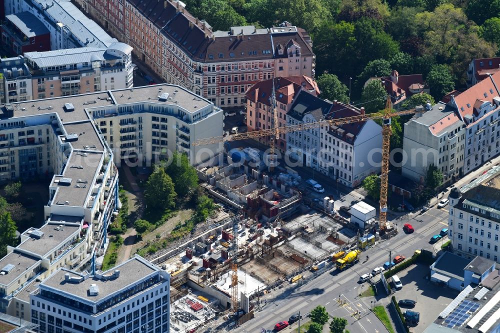 Aerial photograph Leipzig - Construction site to build a new multi-family residential complex Konstantinum on Kohlgartenstrasse - Konstantinstrasse in Leipzig in the state Saxony, Germany