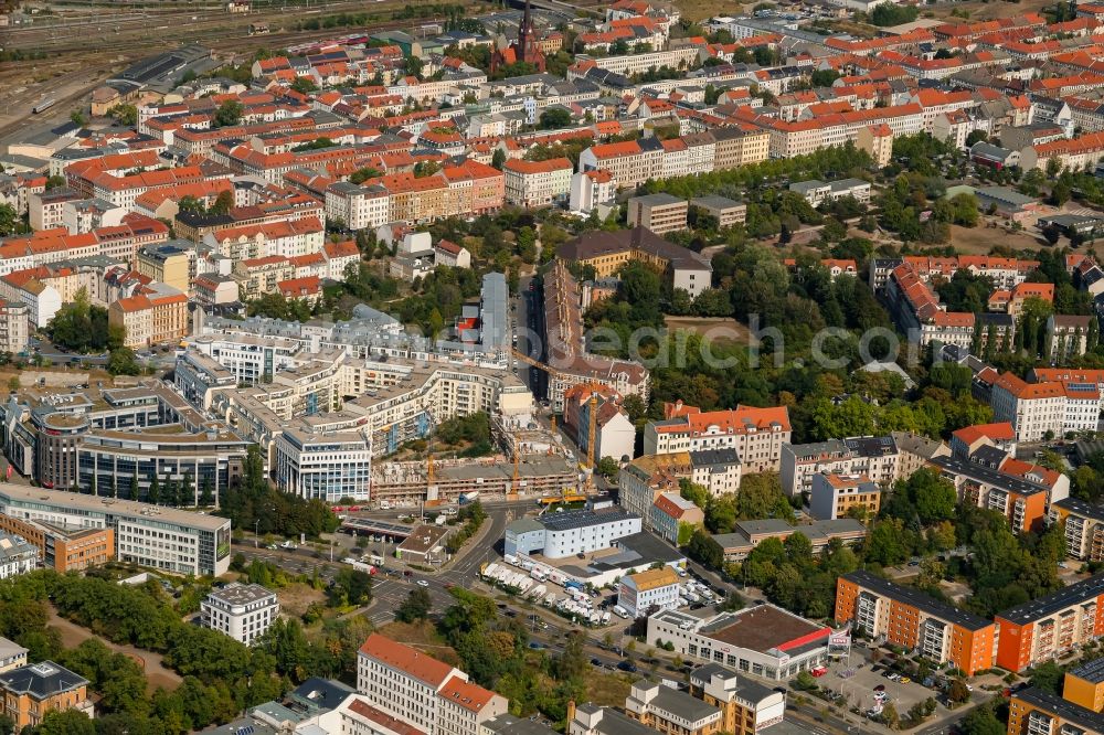 Leipzig from above - Construction site to build a new multi-family residential complex Konstantinum on Kohlgartenstrasse - Konstantinstrasse in Leipzig in the state Saxony, Germany