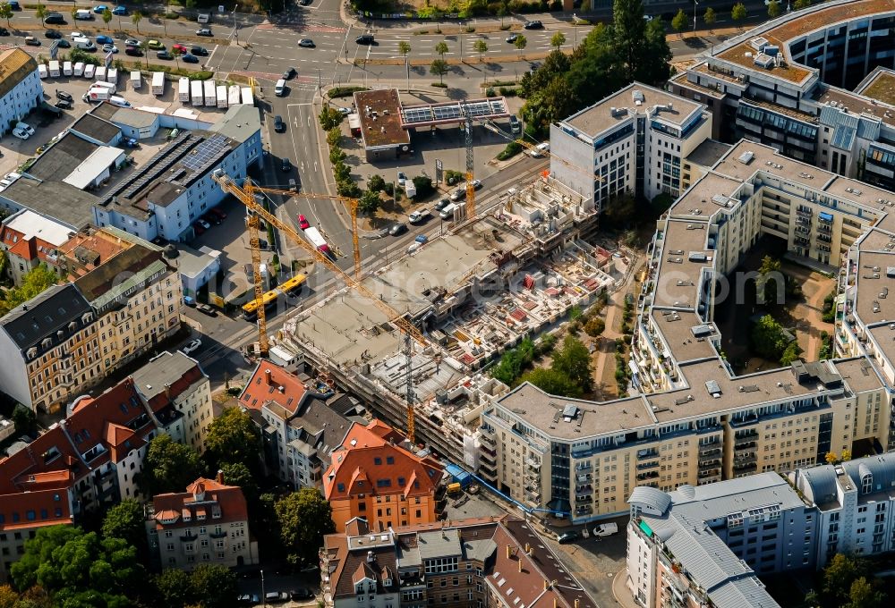 Aerial photograph Leipzig - Construction site to build a new multi-family residential complex Konstantinum on Kohlgartenstrasse - Konstantinstrasse in Leipzig in the state Saxony, Germany