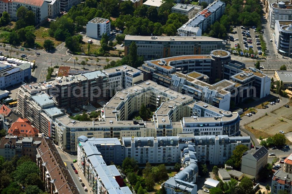 Aerial image Leipzig - Construction site to build a new multi-family residential complex Konstantinum on Kohlgartenstrasse - Konstantinstrasse in Leipzig in the state Saxony, Germany